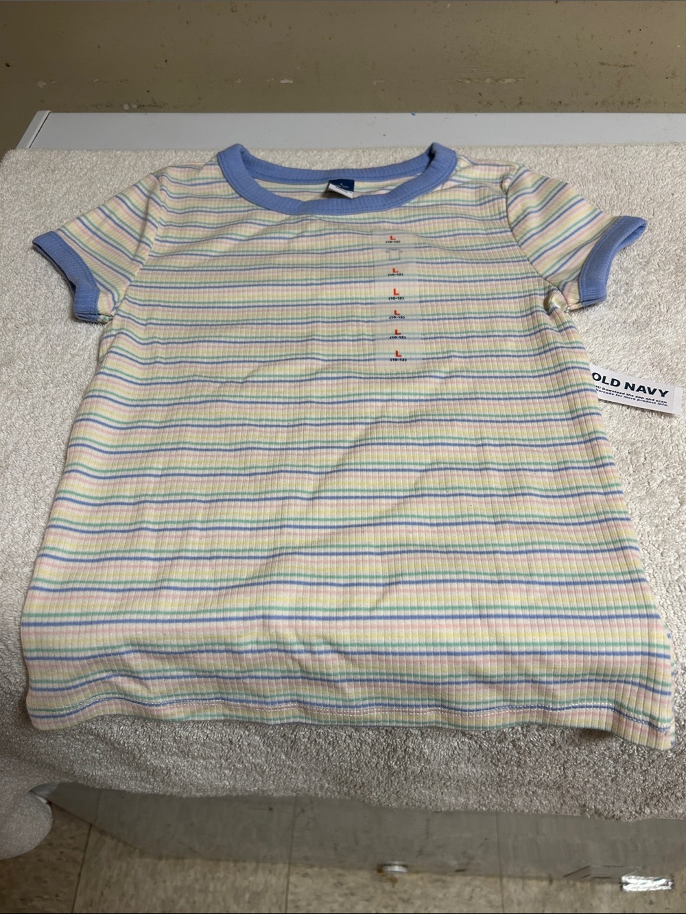Old Navy Pastel Multistripe Ringer Tee with Blue Trim